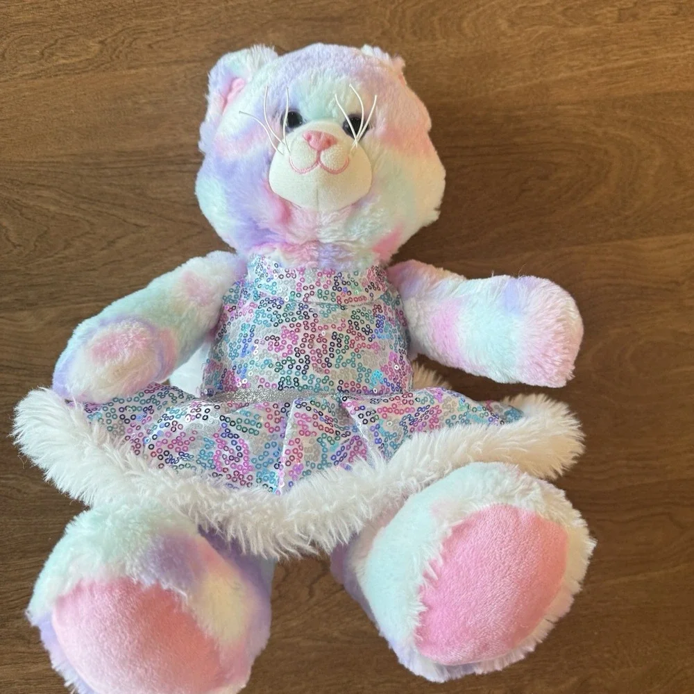 Build A Bear Pastel Sherbet Swirl Kitty Cat Purple Pink Blue 16